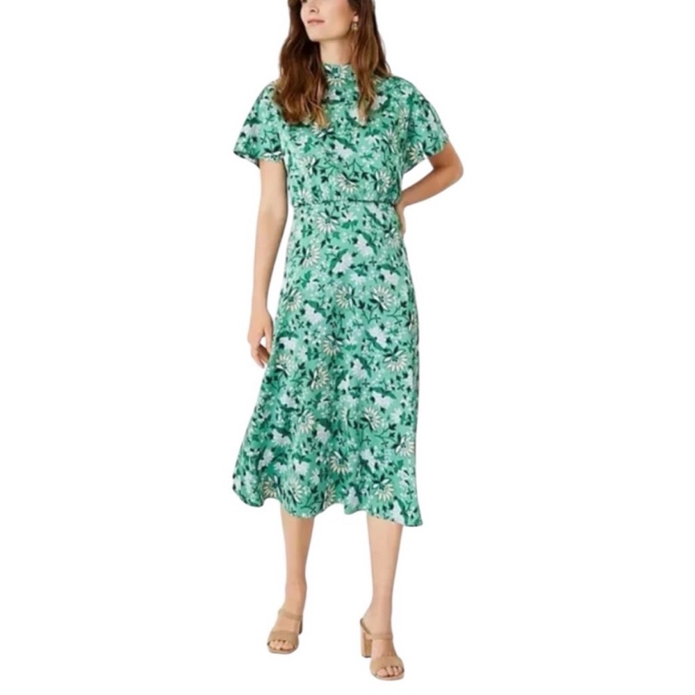 NWT silky green flare midi dress 12